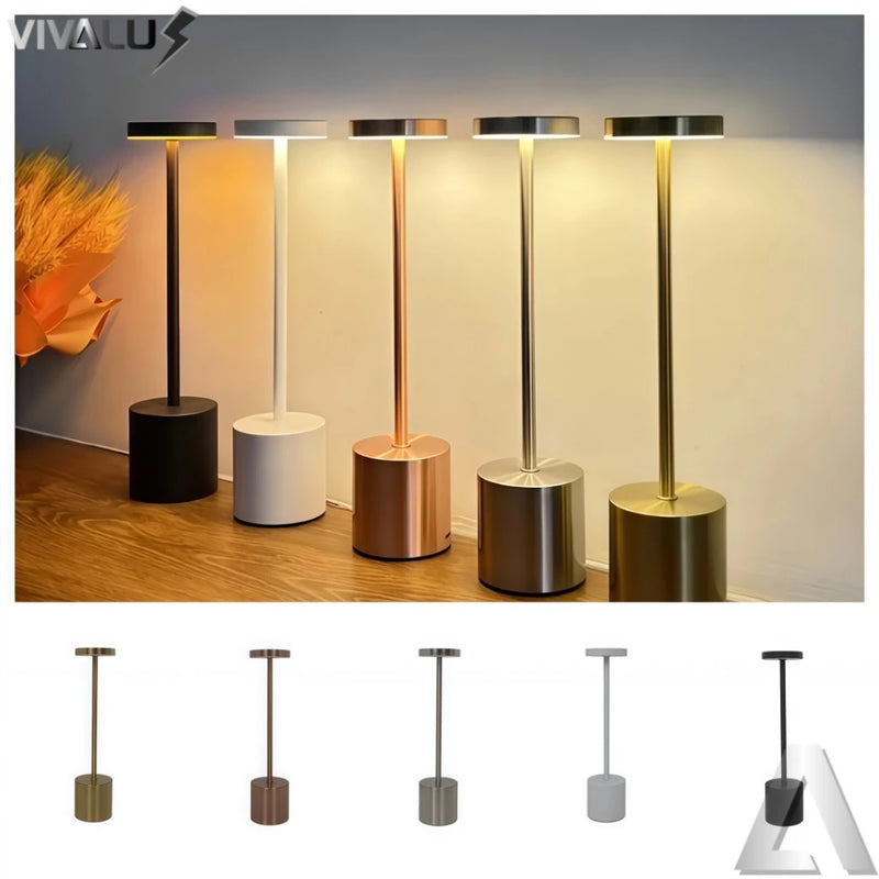 Luminária LED de Mesa Recarregável 3 Tons | Quarto/Cabeceira