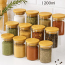 Potes Herméticos de Vidro com Tampa Bambu — Kit