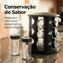Porta-tempero Giratório 360° — 12 Potes Vidro + Suporte