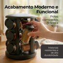 Porta-tempero Giratório 360° — 12 Potes Vidro + Suporte