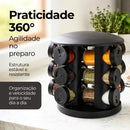 Porta-tempero Giratório 360° — 12 Potes Vidro + Suporte