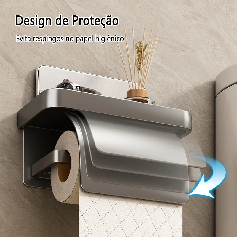 Suporte de Parede para Papel Higiênico Duplo — Inox